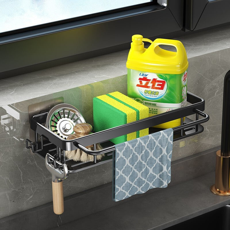 Wall-Mounted Kitchen Storage Rack and Draining Basket