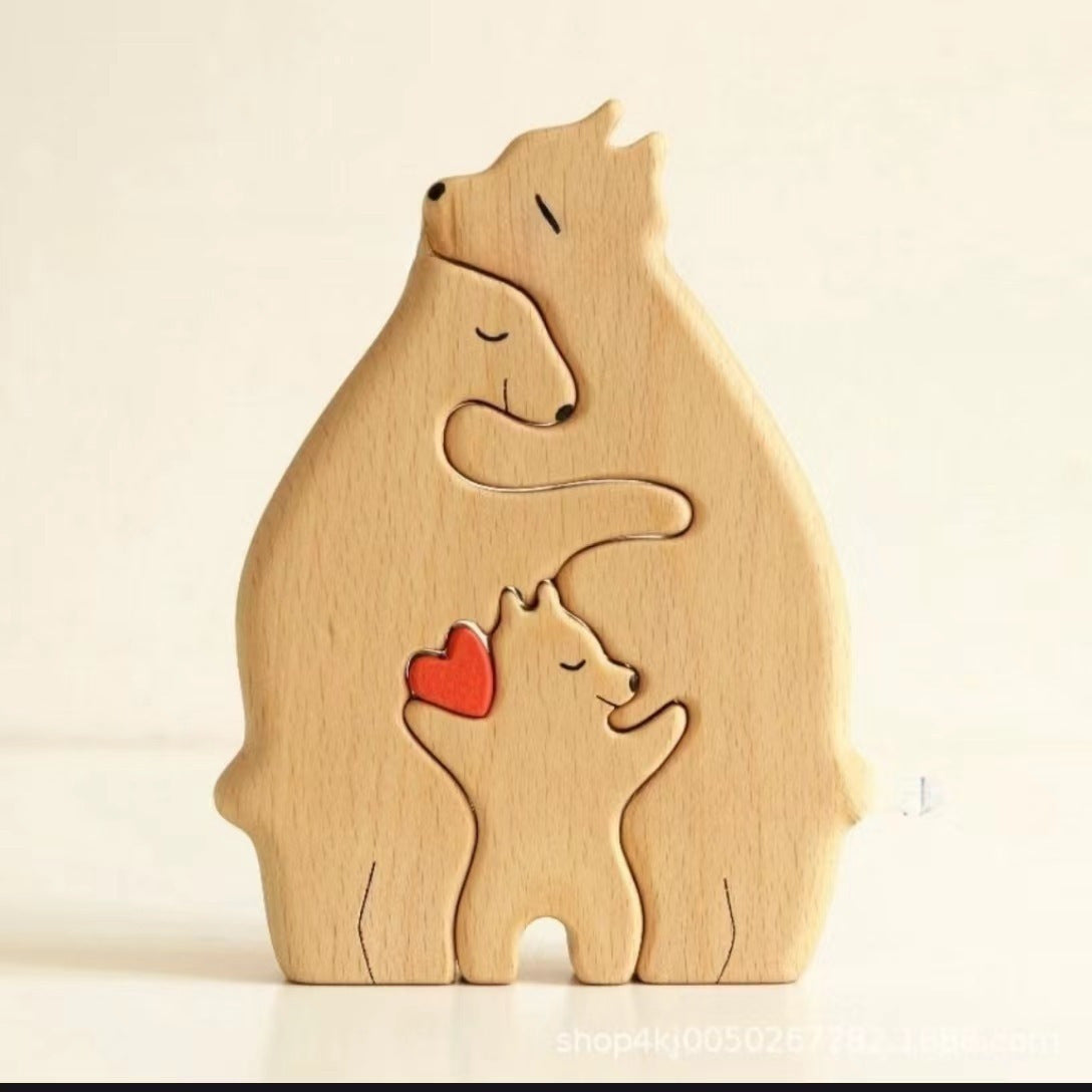 Wooden Animal Puzzle Decor Set